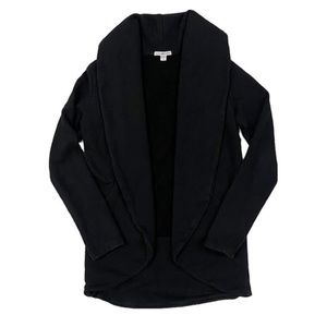 James Perse Black Open Front Wrap Cardigan in Black